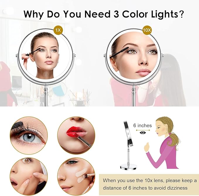 Rechargeable 10x Magnifying Makeup Mirror
